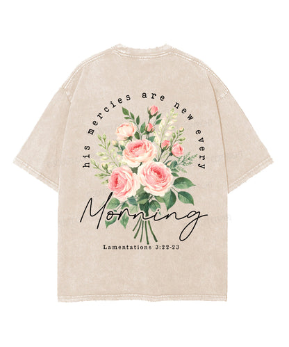 His Mercies Are New Every Morning Double Sided Unisex Washed Christian T-shirt