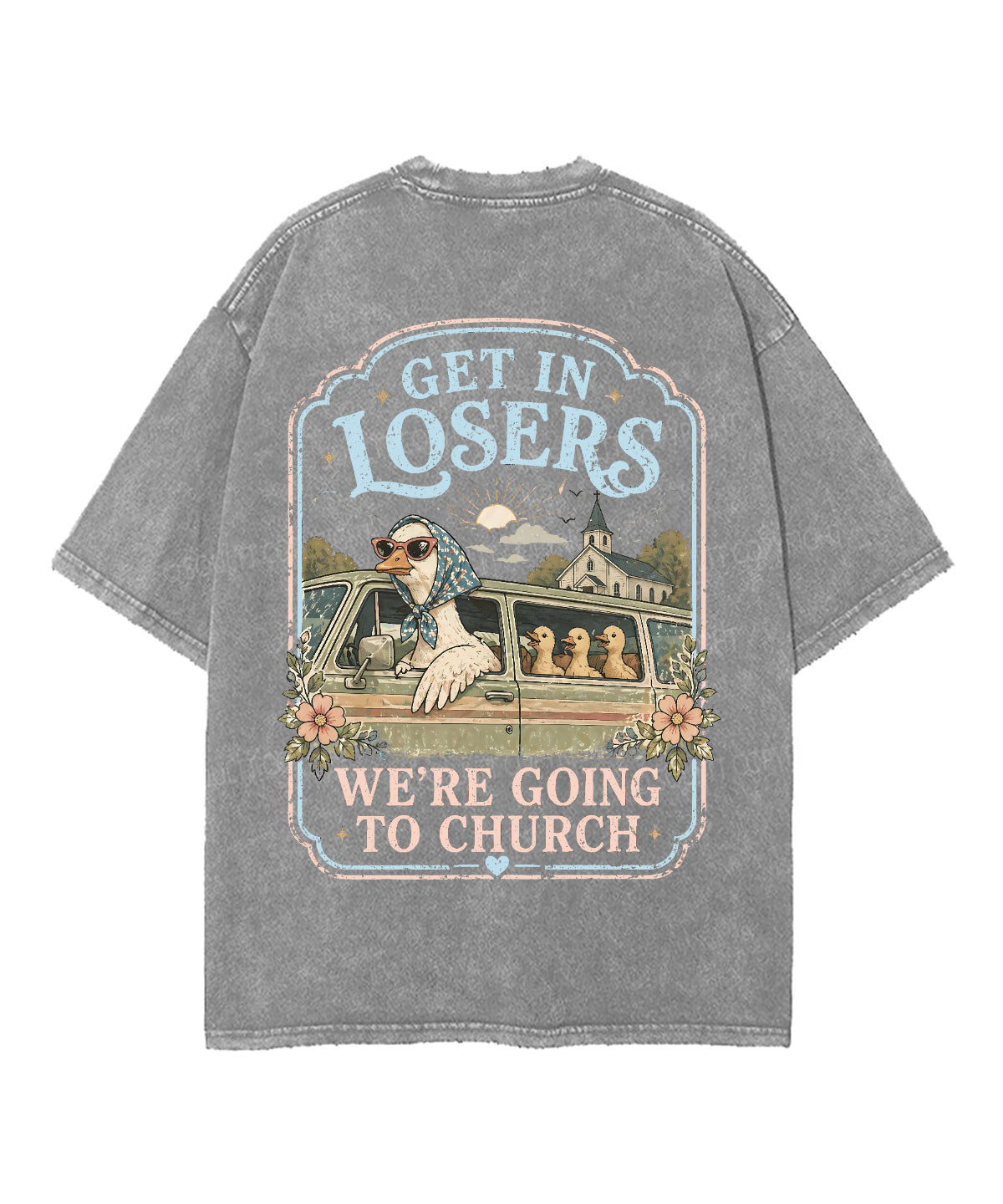 We're Going To Church Double Sided Unisex Washed Christian T-shirt