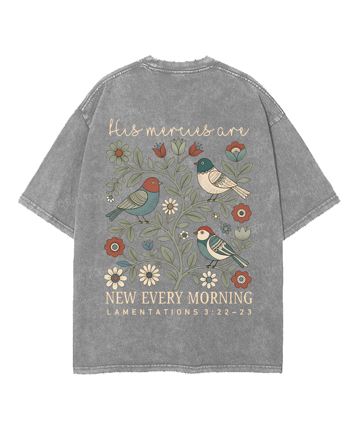 His Mercies Are New Every Morning Double SidedUnisex Washed Christian T-shirt