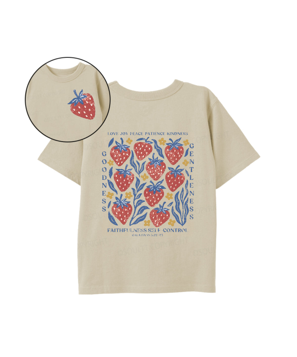 Kids Fruit Of The Spirit Double Sided Cotton Christian T-shirt