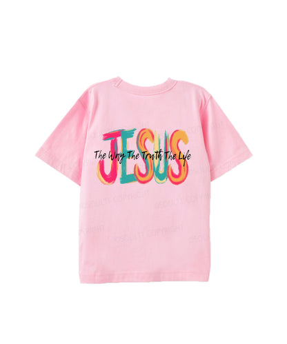 Kids Jesus The Way Double Sided Cotton Christian T-shirt