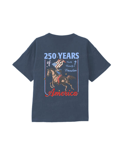Kids 250 Years America Anniversary Double Sided Cotton Christian T-shirt