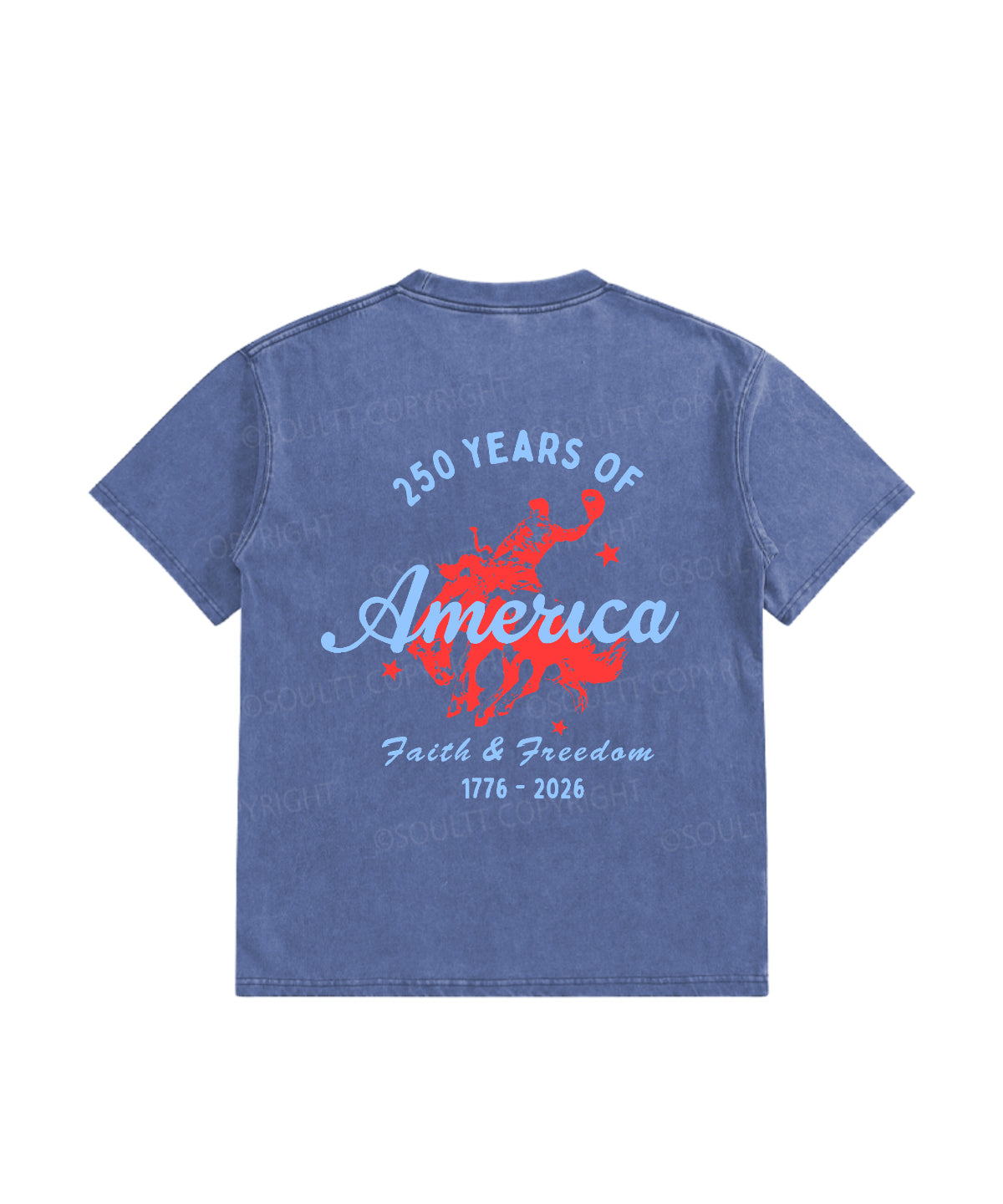 Kids 250 Years America Anniversary Double Sided Washed Christian T-shirt