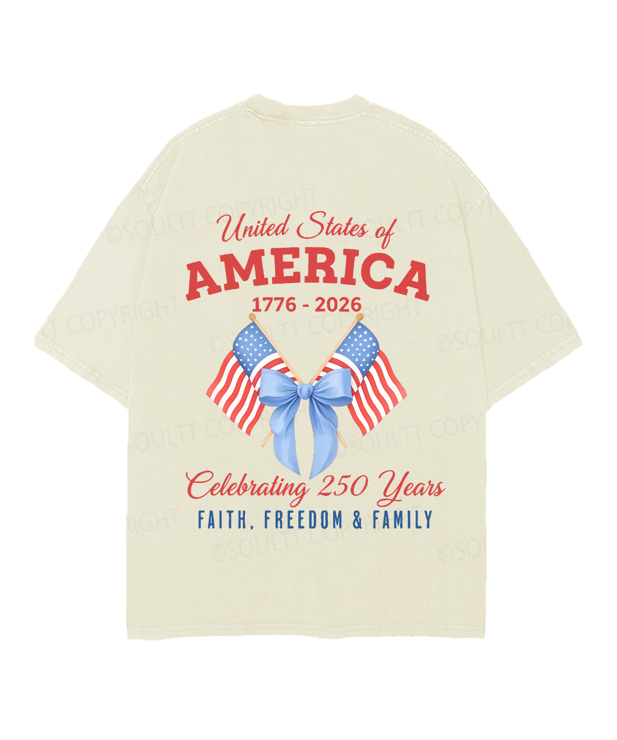 250 Years America Anniversary Double Sided Unisex Christian Washed T-Shirt & Shorts