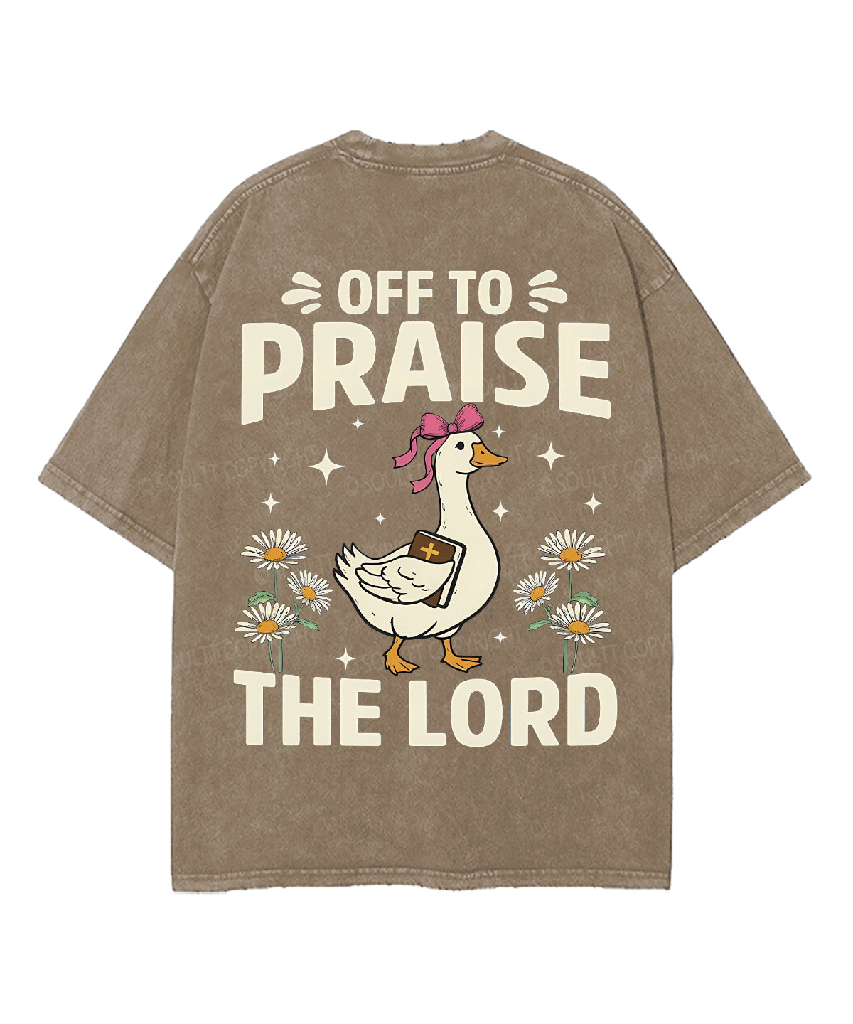 Off To Praise The Lord Double Sided Unisex Washed Christian T-shirt