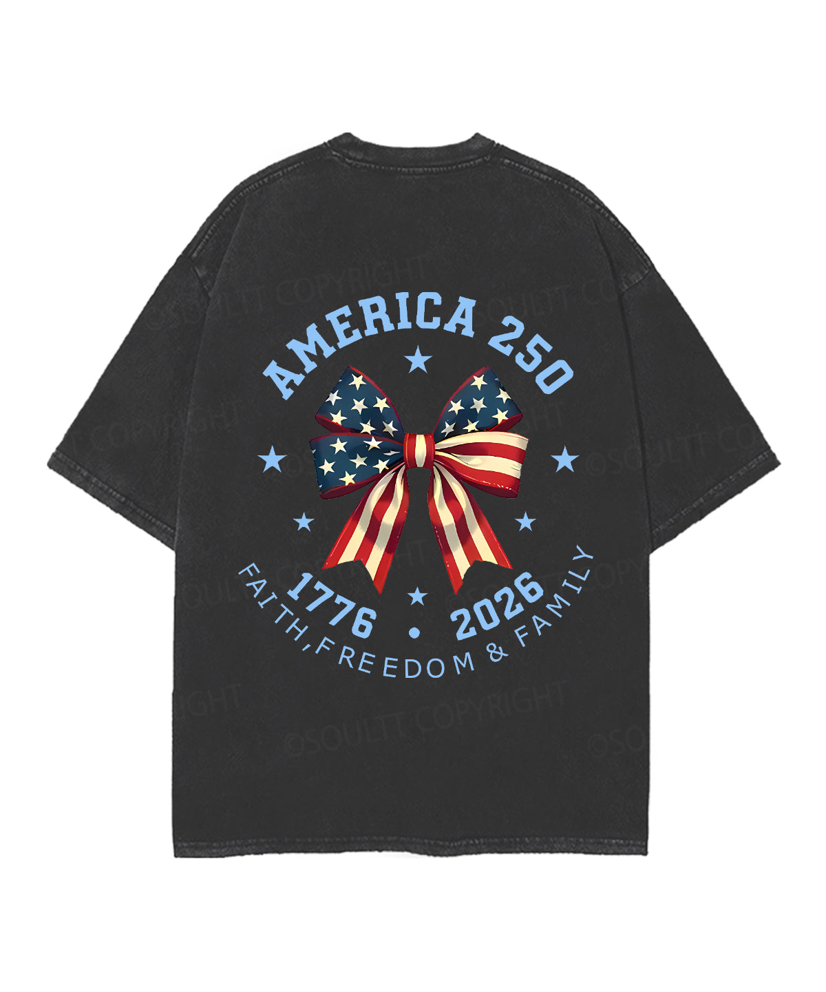 250 Years America Anniversary Double Sided Unisex Christian Washed T-Shirt & Shorts