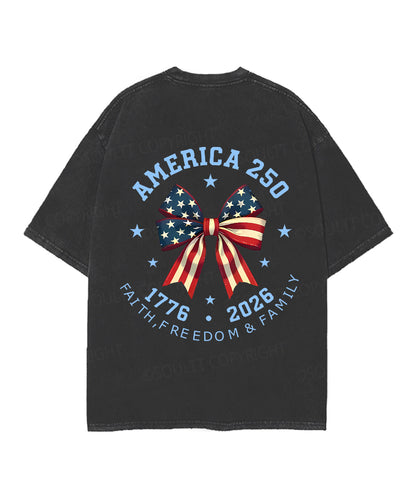 250 Years America Anniversary Double Sided Unisex Christian Washed T-Shirt & Shorts