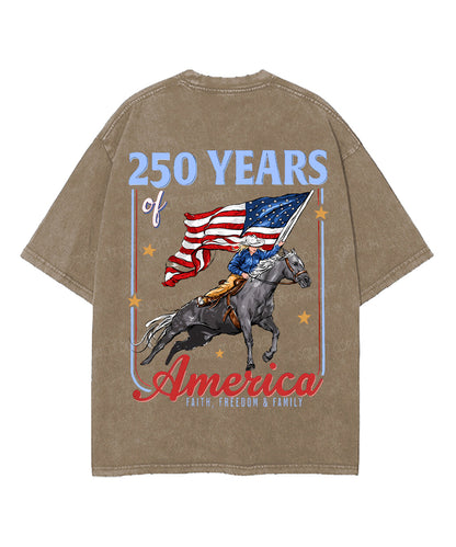250 Years America Anniversary Double Sided Unisex Washed Christian T-shirt