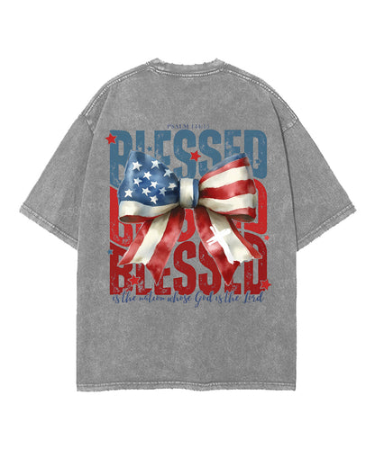 Blessed Is The Nation Whose God Is The Lord Unisex Washed Christian T-shirt