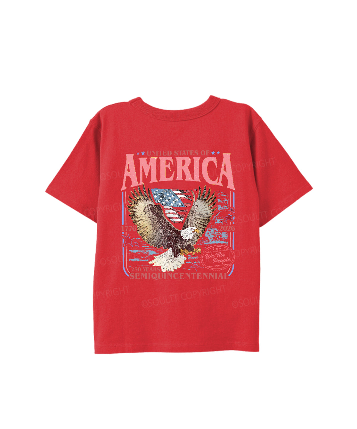 Kids 250 Years America Anniversary Double Sided Cotton Christian T-shirt