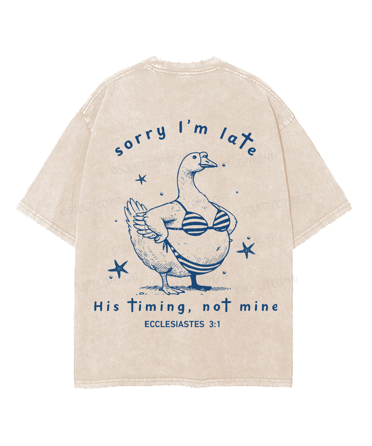Sorry I’m Late, His Timing Not Mine Double Sided Unisex Washed Christian T-shirt
