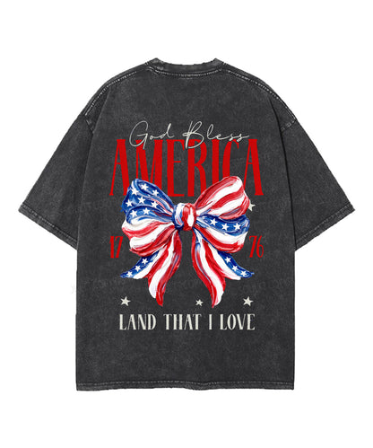 God Bless America Double Sided Unisex Washed Christian T-shirt