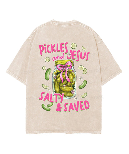 Salty & Saved Double Sided Unisex Washed Christian T-shirt