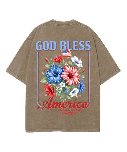 God Bless America Double Sided Unisex Washed Christian T-shirt