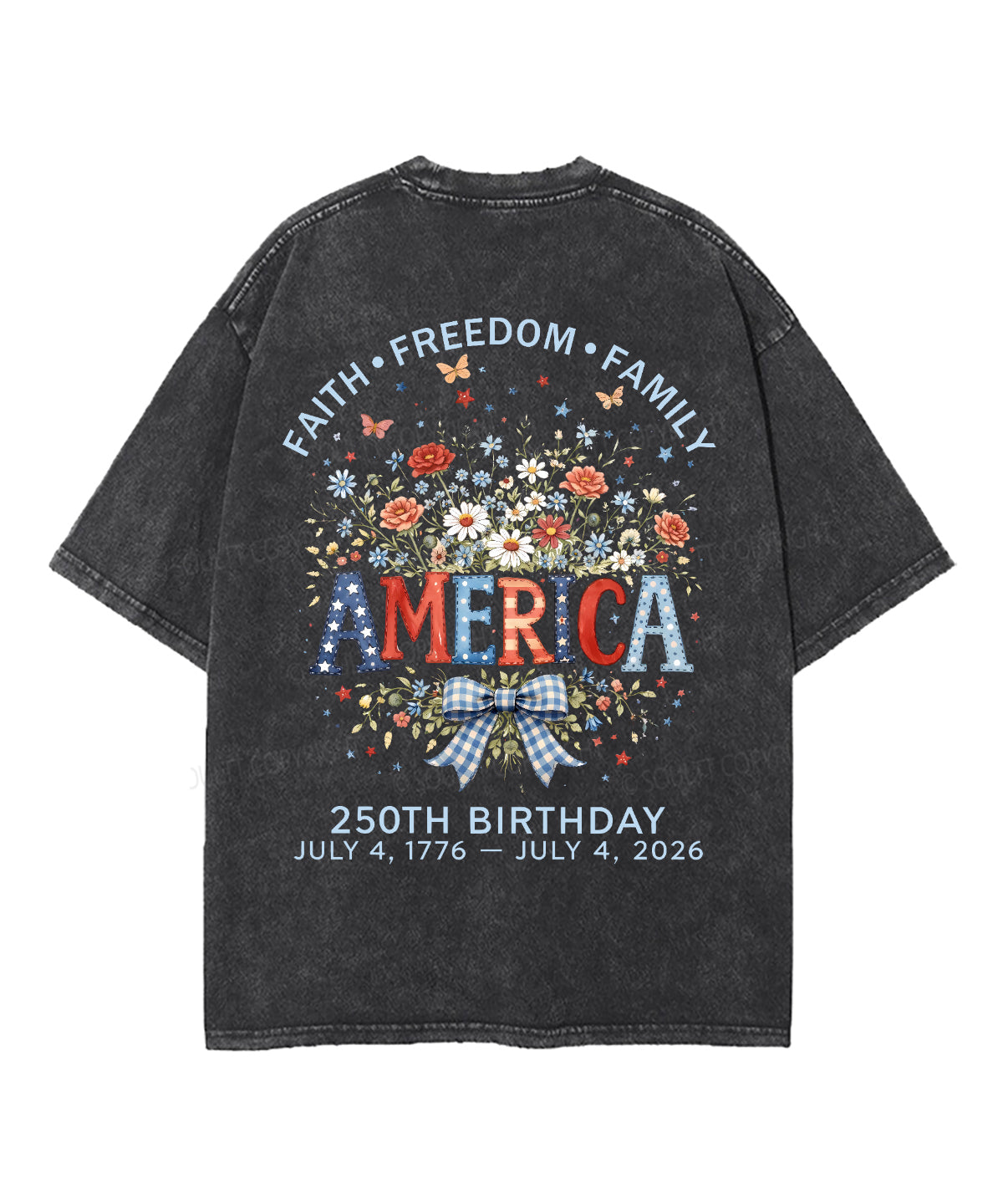 Faith • Freedom • Family Double Sided Unisex Washed Christian T-shirt