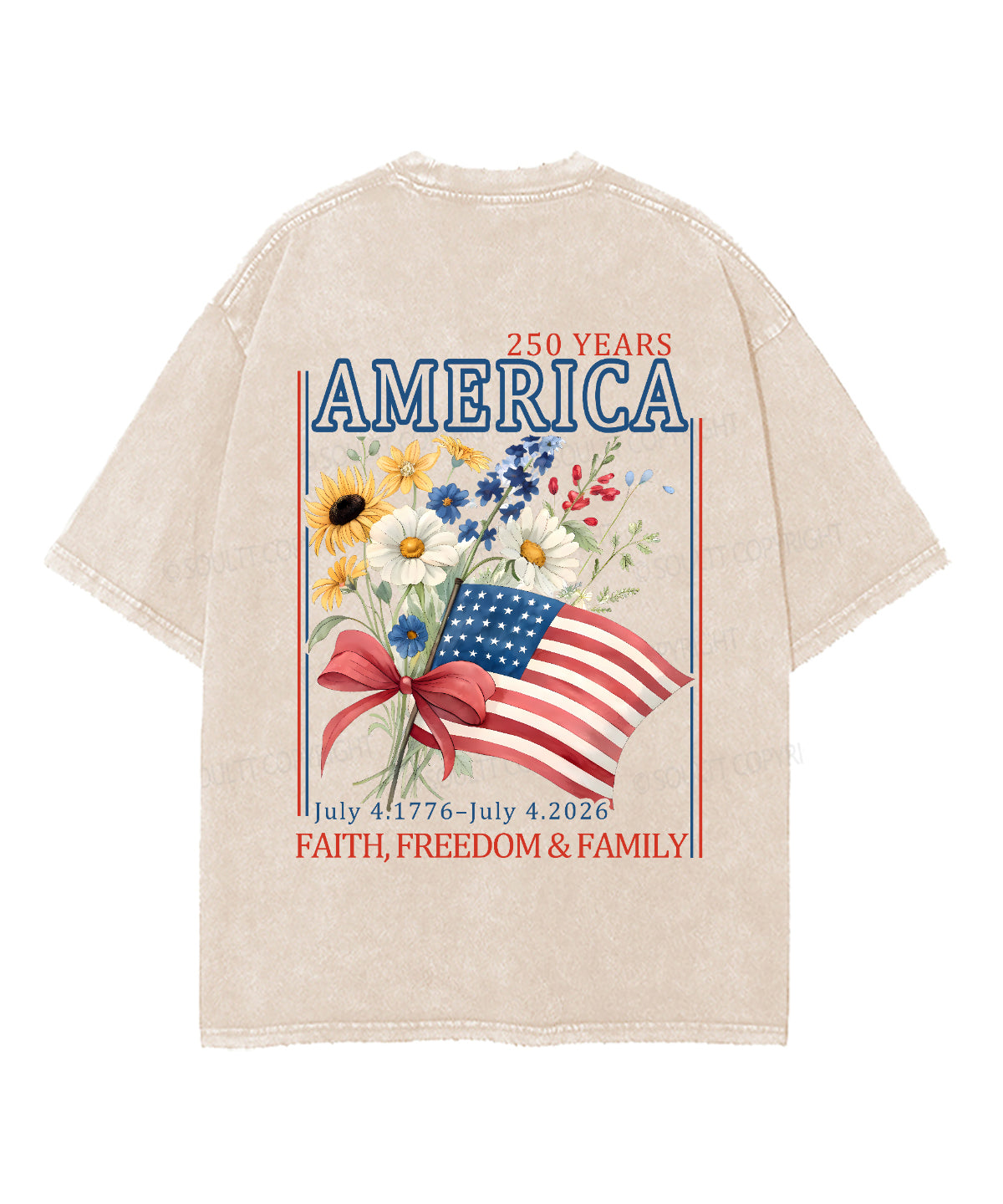 250 Years America Anniversary Double Sided Unisex Washed Christian T-shirt