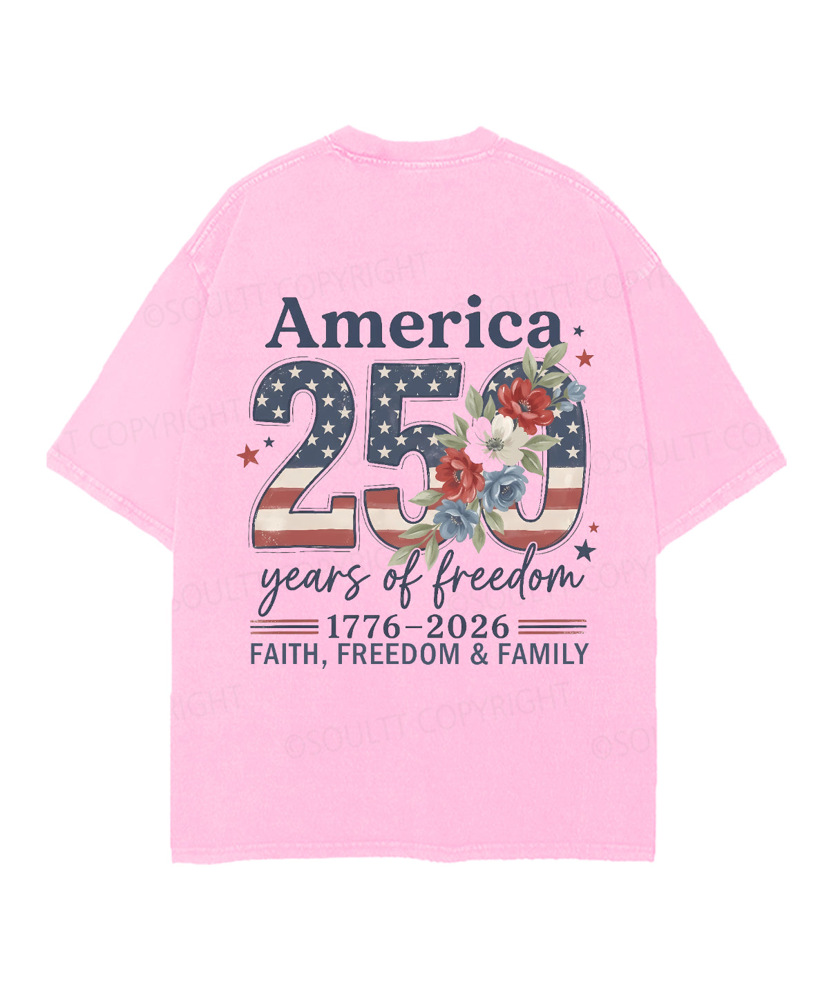 250 Years America Anniversary Double Sided Unisex Christian Washed T-Shirt & Shorts