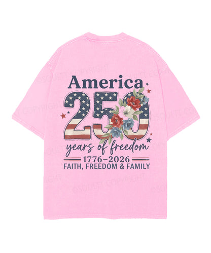 250 Years America Anniversary Double Sided Unisex Christian Washed T-Shirt & Shorts