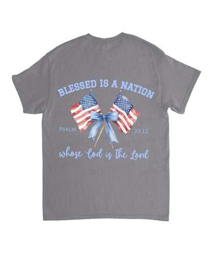 Blessed Is A Nation Whose god Is The Lord Double Sided Unisex Cotton Christian T-Shirt
