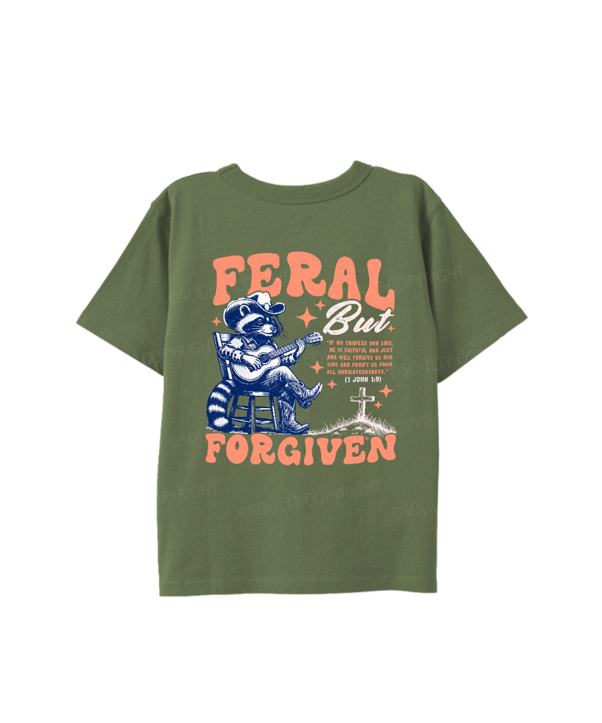 Kids Feral But Forgiven Double Sided Cotton Christian T-shirt