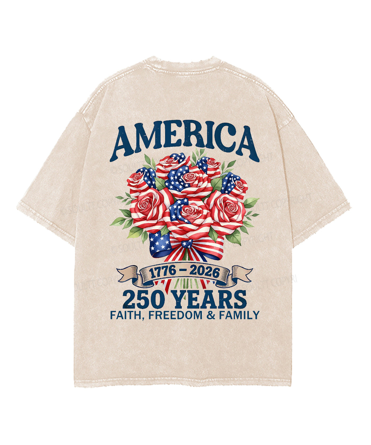 250 Years America Anniversary Double Sided Unisex Washed Christian T-shirt