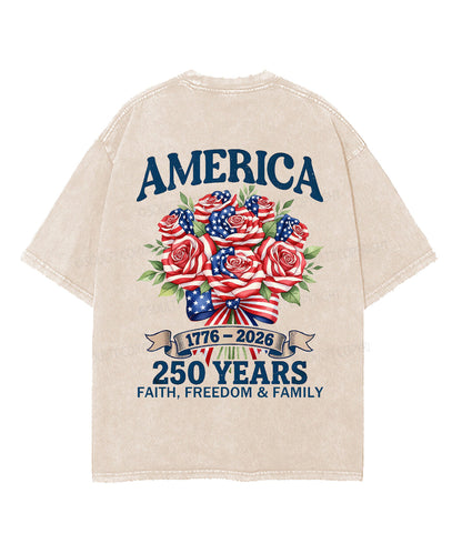 250 Years America Anniversary Double Sided Unisex Washed Christian T-shirt