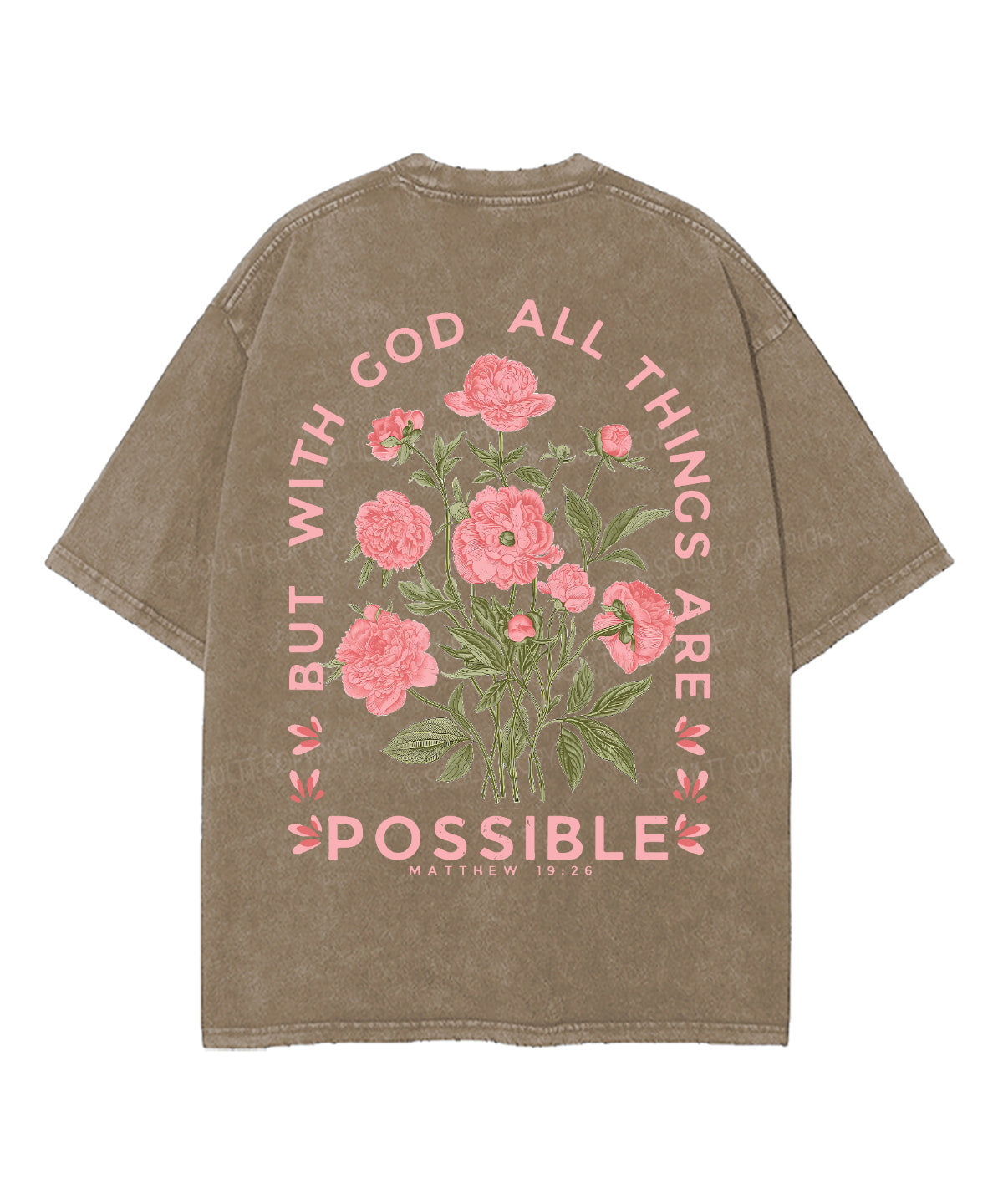 But With God All Things Are Possible Double Sideed Unisex Washed Christian T-shirt