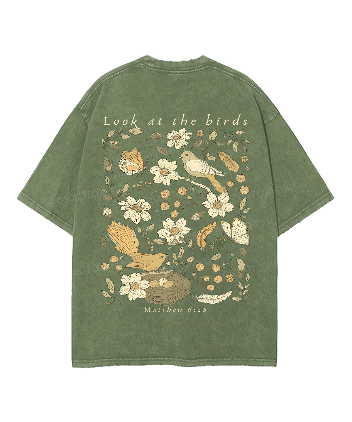 Look At The Birds Double Sided Unisex Washed Christian T-shirt