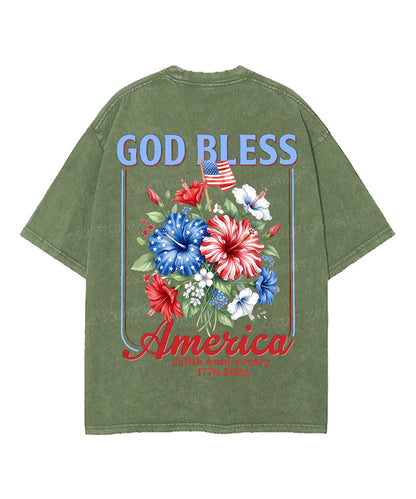 God Bless America Double Sided Unisex Washed Christian T-shirt