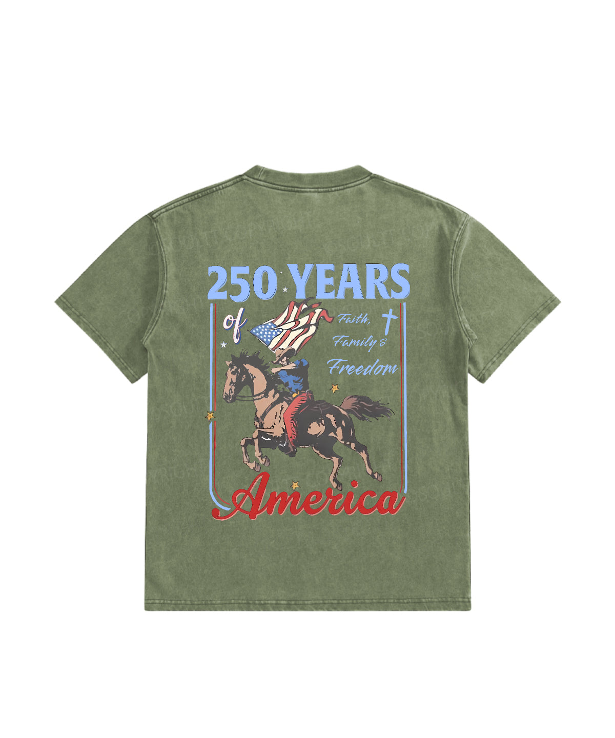 Kids 250 Years America Anniversary Double Sided Washed Christian T-shirt