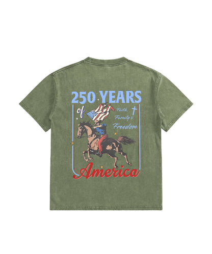 Kids 250 Years America Anniversary Double Sided Washed Christian T-shirt