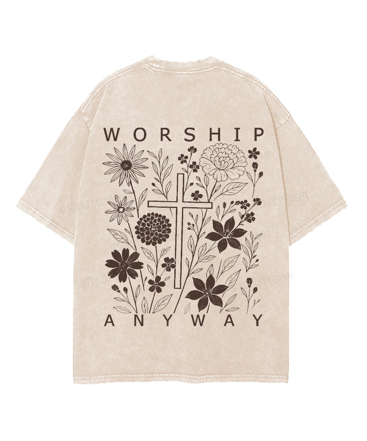 Worship Anyway Double Sided Unisex Washed Christian T-shirt