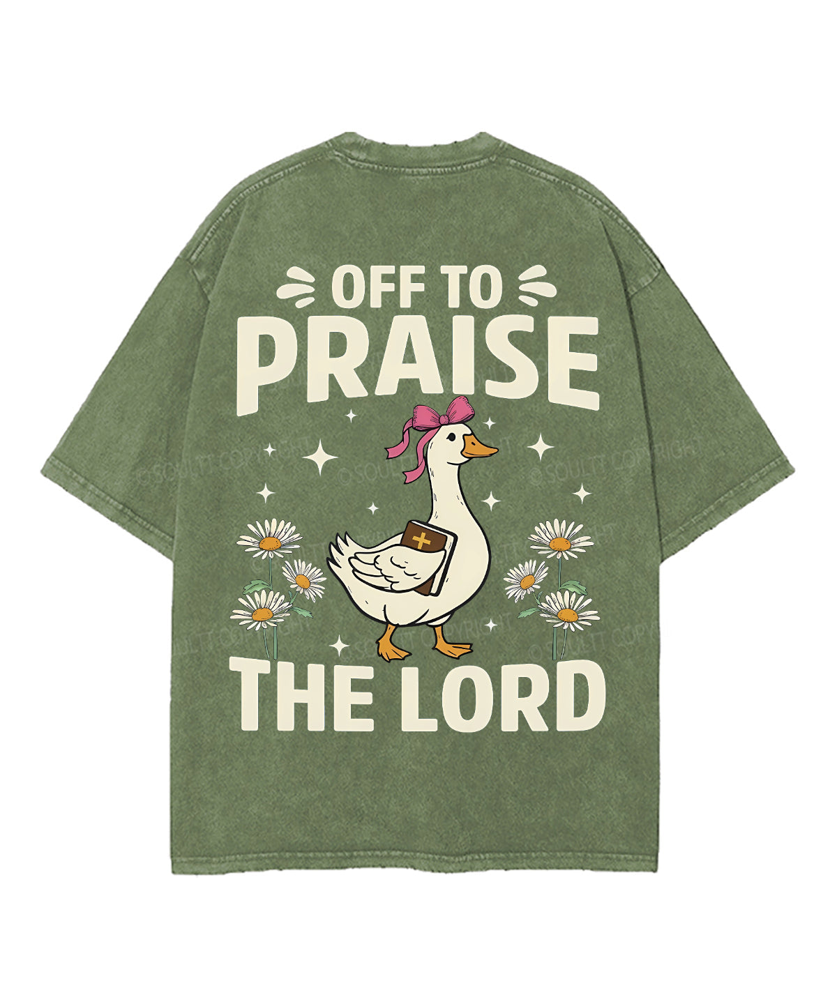 Off To Praise The Lord Double Sided Unisex Washed Christian T-shirt