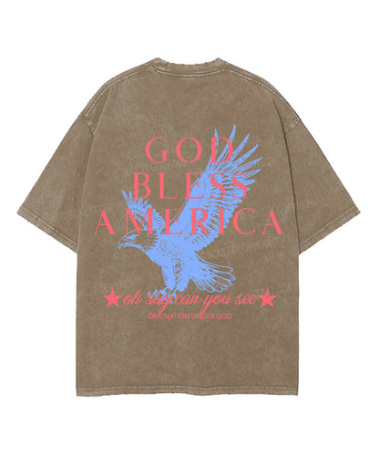 God Bless America Double Sided Unisex Washed Christian T-shirt