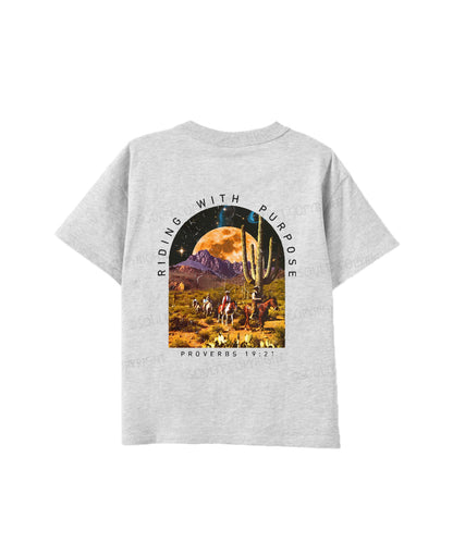 Kids Riding With Purpose Double Sided Cotton Christian T-shirt