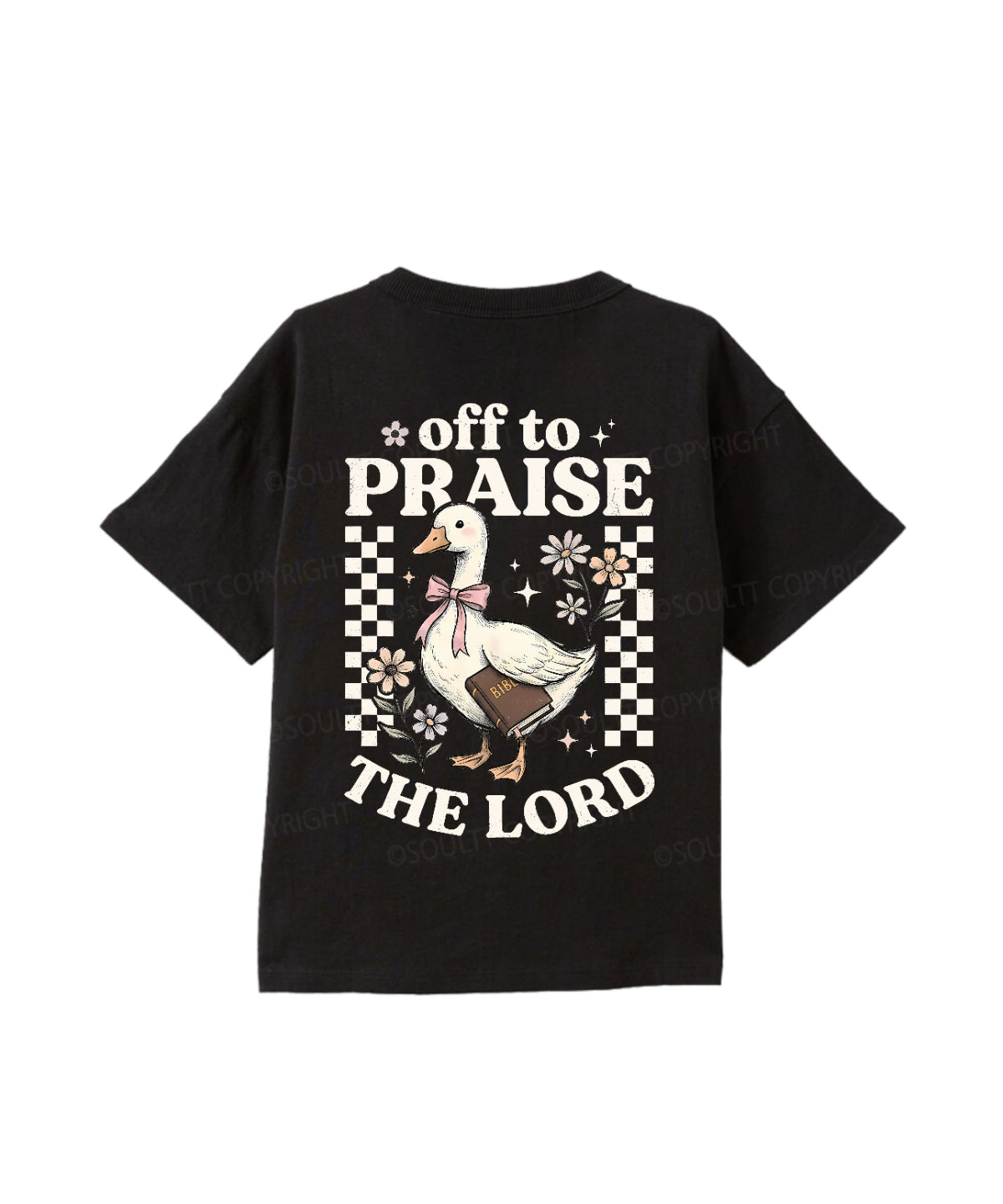 Kids Off To Praise The Lord Double Sided Cotton Christian T-shirt