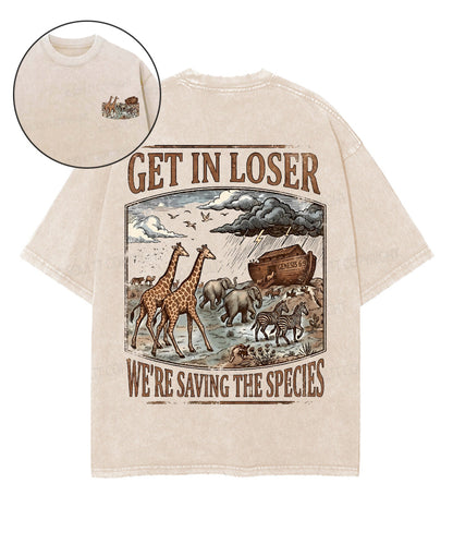 We're Saving The Species Double Sided Unisex Washed Christian T-shirt