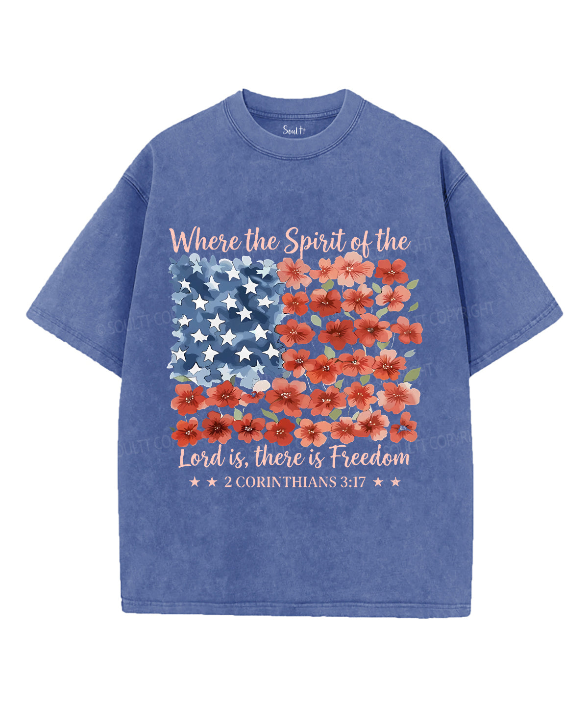 Where The Spirit Of He Lord Is There Is Freedom Single Sided Unisex Washed Christian T-shirt