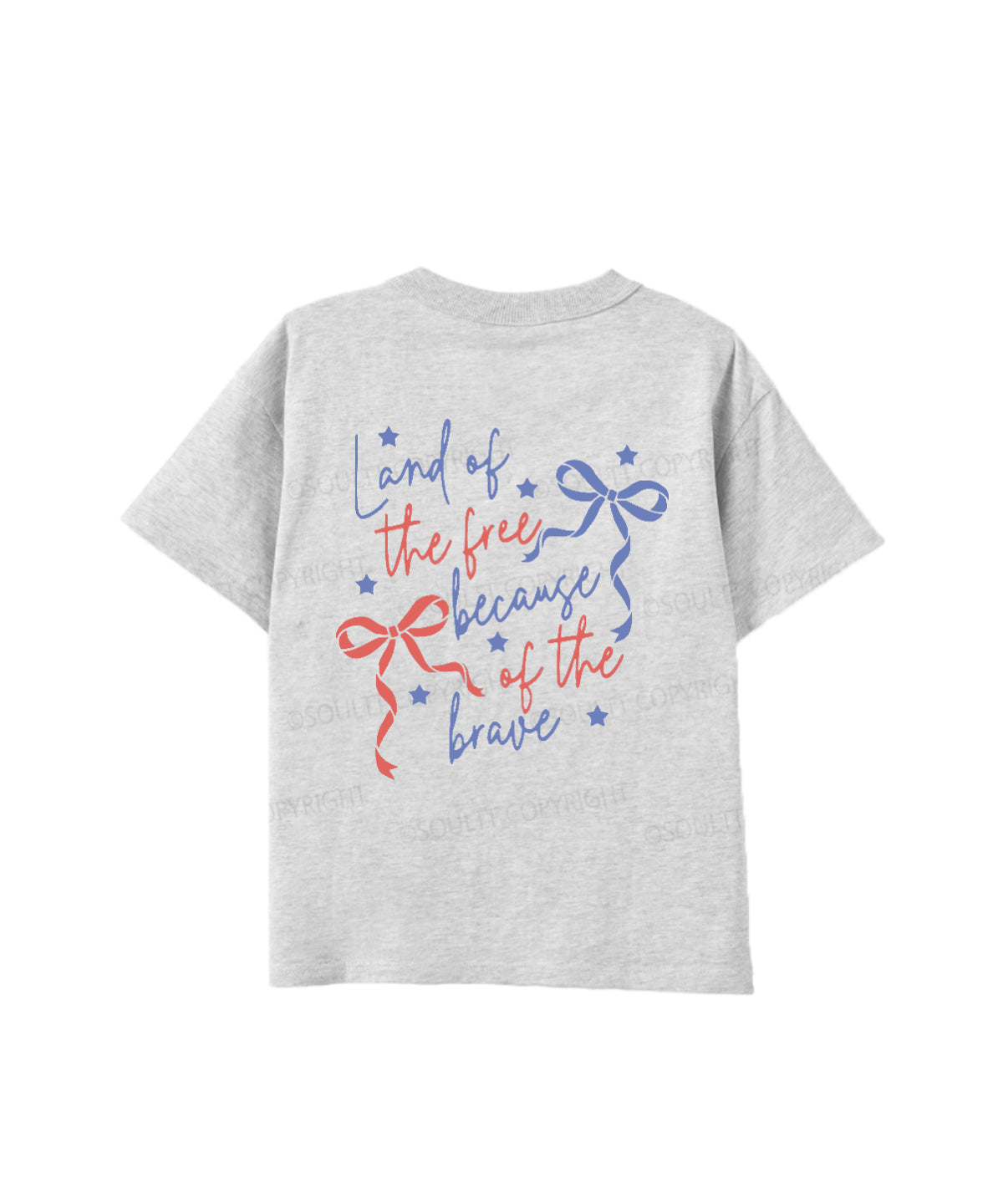 Kids Land Of The Free Because Of The Brave Double Sided Cotton Christian T-shirt