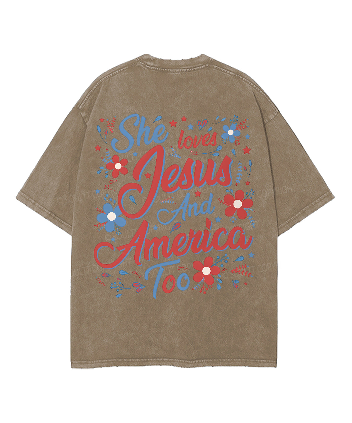 She Loves Jesus And America Double Sided Unisex Washed Christian T-shirt