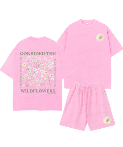 Consider The Wildflowers Double Sided Unisex Christian Washed T-Shirt & Shorts