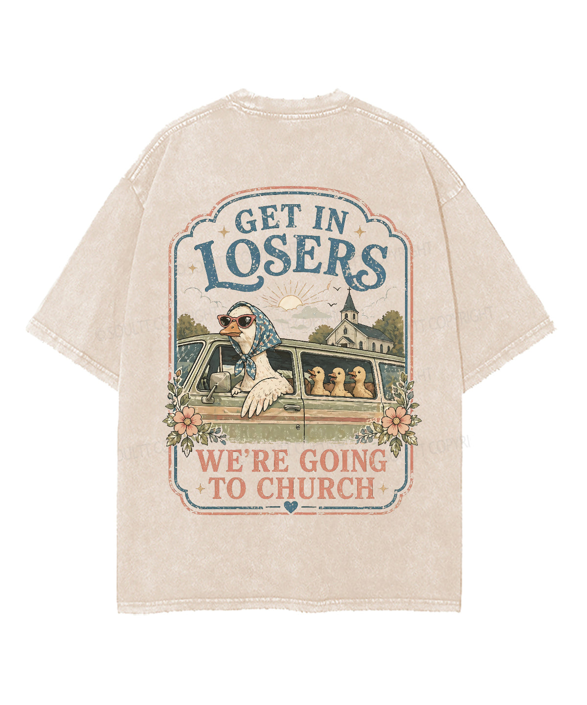 We're Going To Church Double Sided Unisex Washed Christian T-shirt