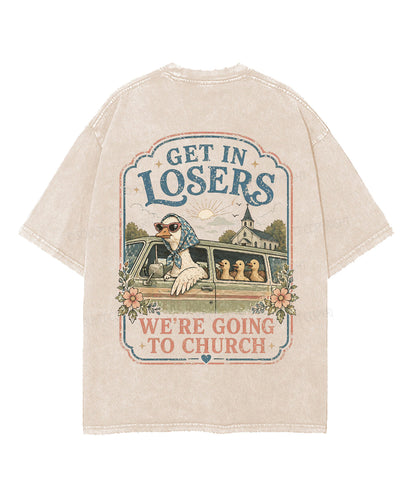 We're Going To Church Double Sided Unisex Washed Christian T-shirt