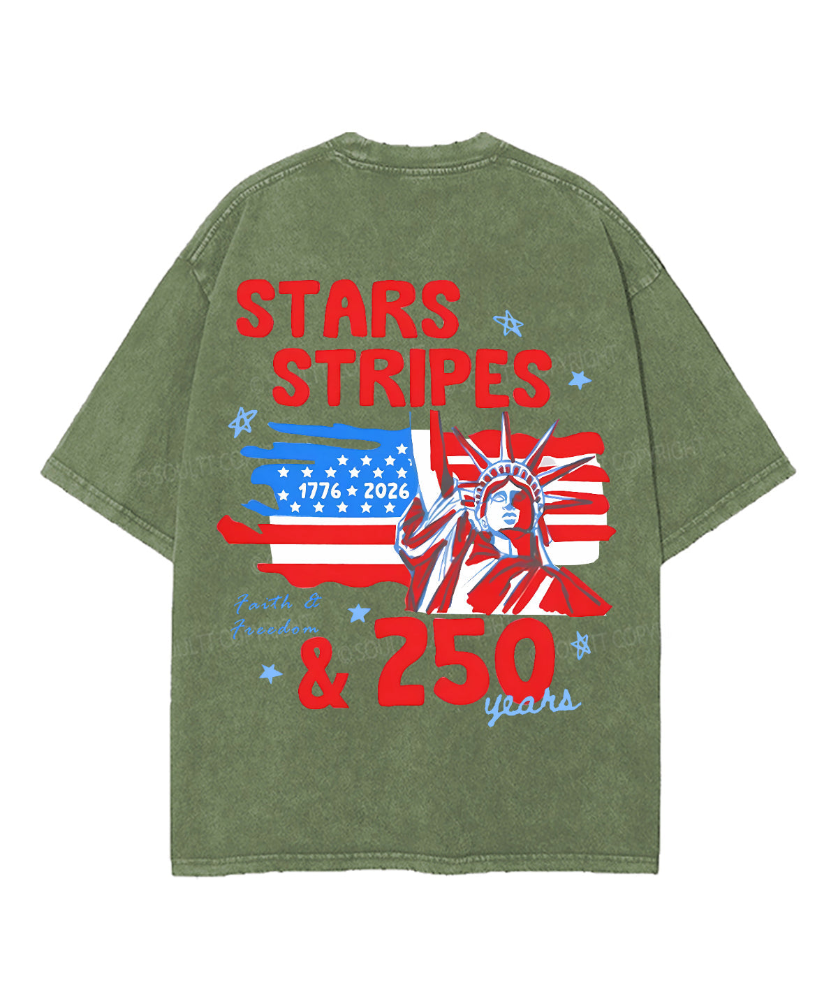 250 Years America Anniversary Double Sided Unisex Washed Christian T-shirt