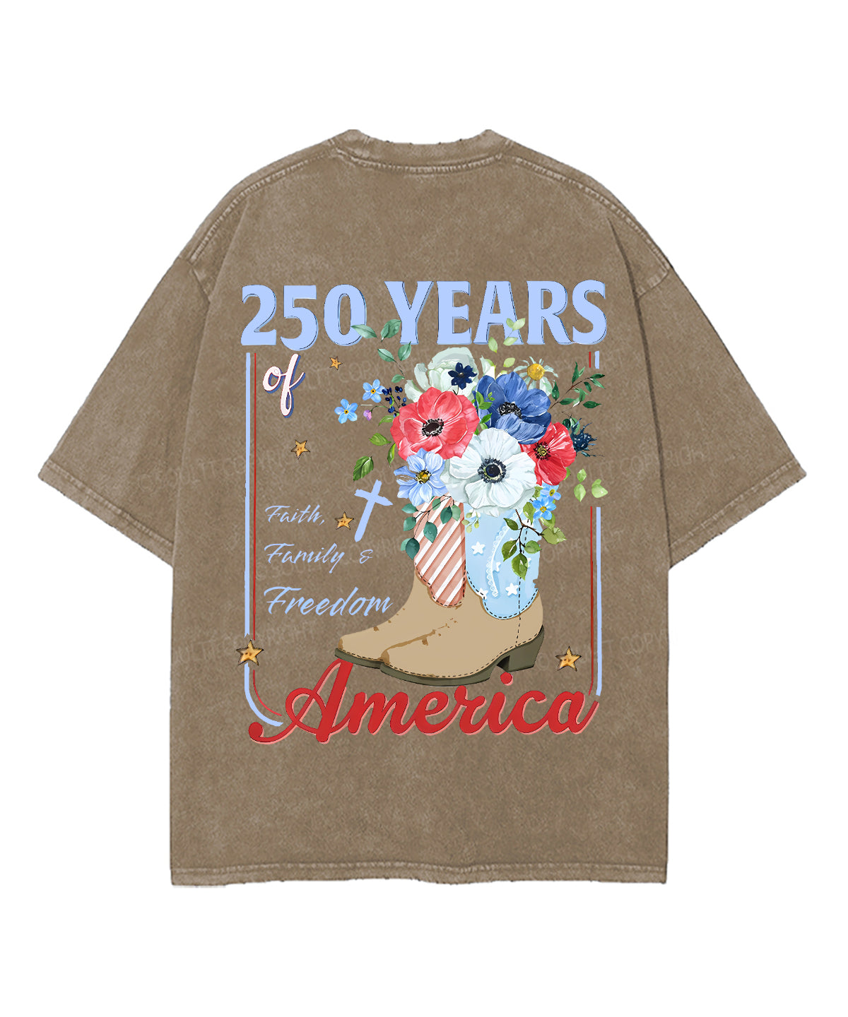 250 Years America Anniversary Double Sided Unisex Washed Christian T-shirt