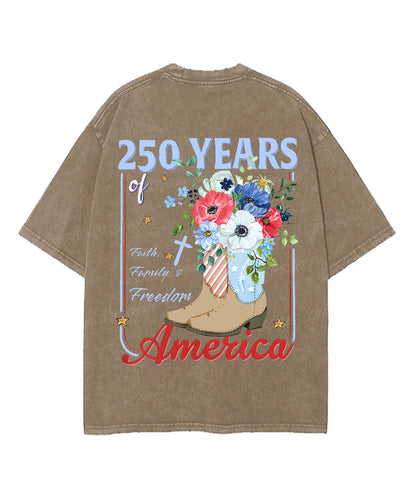 250 Years America Anniversary Double Sided Unisex Washed Christian T-shirt