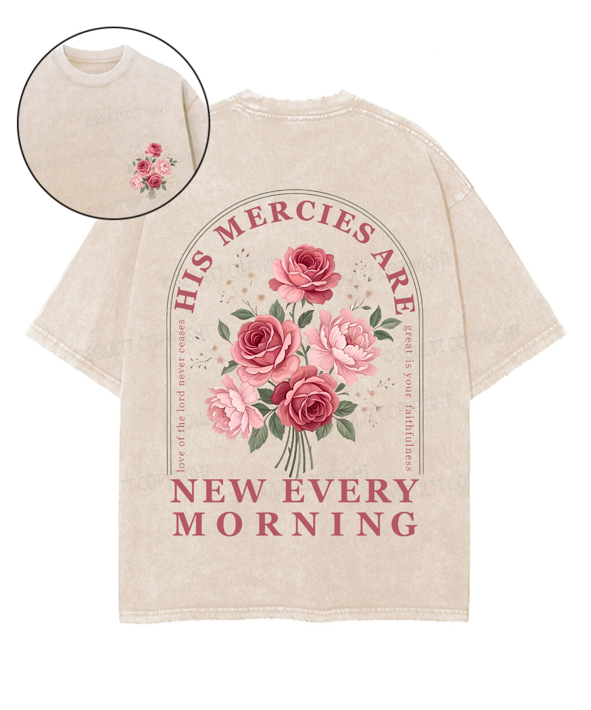 His Mercies Are New Every Morning Double Sided Unisex Washed Christian T-shirt