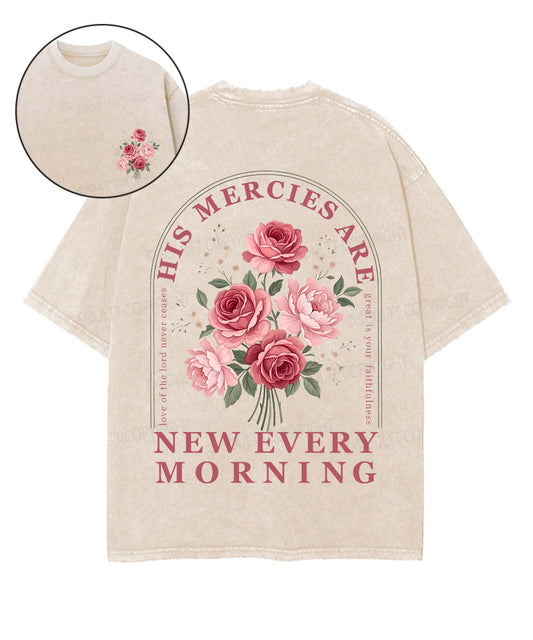 His Mercies Are New Every Morning Double Sided Unisex Washed Christian T-shirt