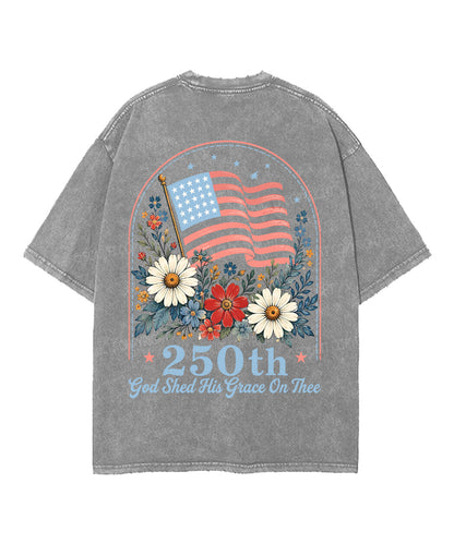 God Shed His Grace On Thee Double Sided Unisex Washed Christian T-shirt