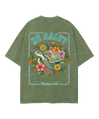 Salt Of The Earth Double Sided Unisex Washed Christian T-shirt